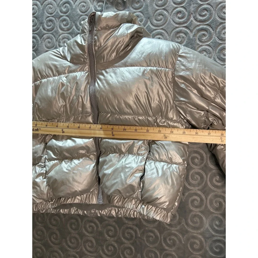 All in Motion Girls Puffer Jacket Metallic‎ Silver Water Wind Resistant Size S